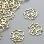 Zdjęcie - Zawieszka z dwoma oczkami róża ażurowa light gold 25x28mm